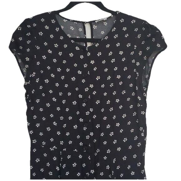 REFORMATION Size 2 Fauna Dress Black Floral Front Button-Up Midi Lightweight i24 - Picture 5 of 9